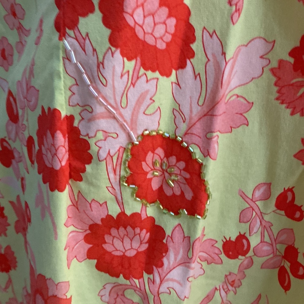 Vintage Two of Us floral cotton sundress scalloped beaded lightweight size XL - Picture 3 of 12